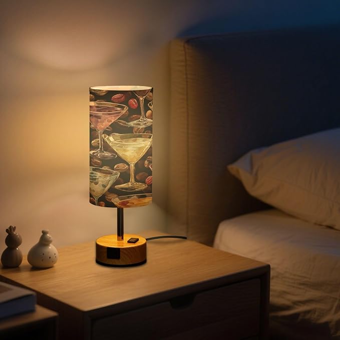 Martini Cups Watercolor Coffee Beans Nightstand Lamps - Image 8