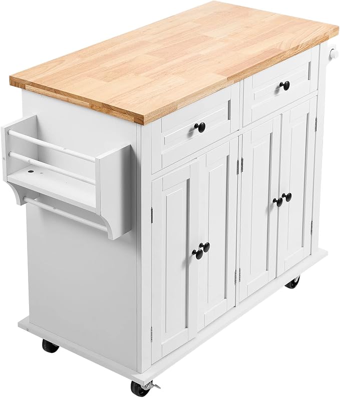 VEVOR Kitchen Island Cart with Solid Wood Top, 35.4" Width Mobile Carts with - Image 9