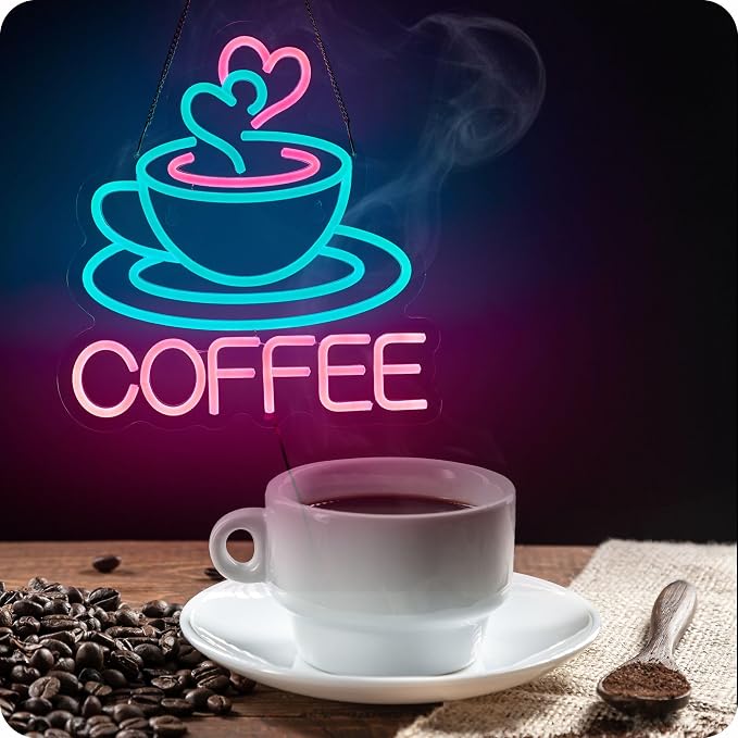 Coffee Neon Sign for Business, USB Powered Dimmable Bright Signs for Coffee - Image 5