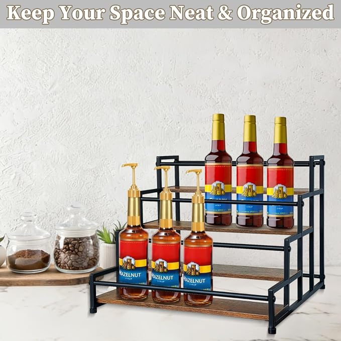 4-Tier Coffee Syrup Organizer 20 Bottles Syrup Rack - Image 6