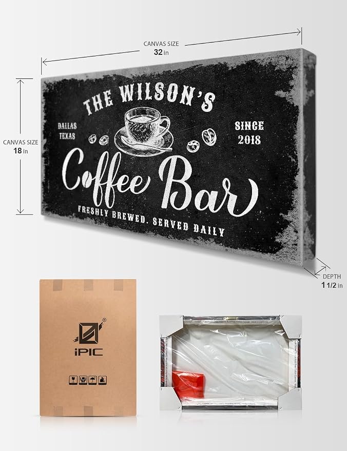 IPIC - Custom Coffee Bar Sign, Personalized Wall Art Decor, Large Canvas Wall - Image 7