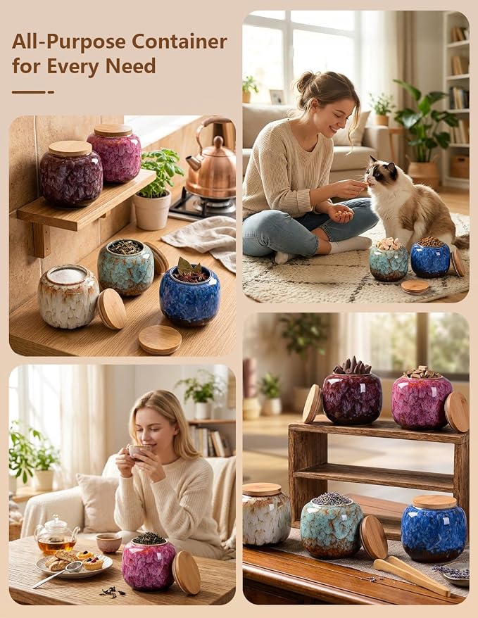 Simcat Ceramic Storage Jars, Exquisite Glaze Food Canisters - Image 6