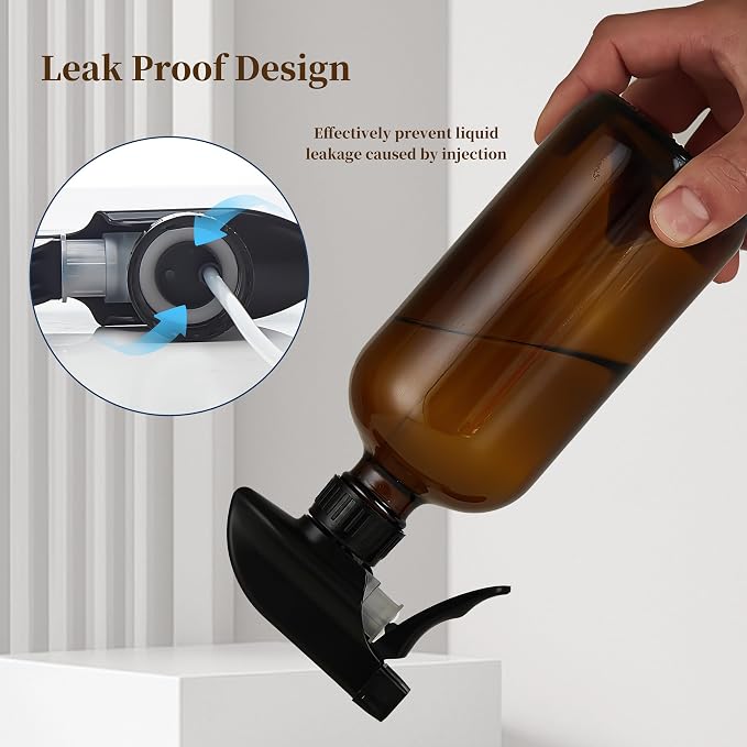 Amber Glass Spray Bottles 16 oz, 2 Pack | Refillable Empty Spray Bottles - Image 6