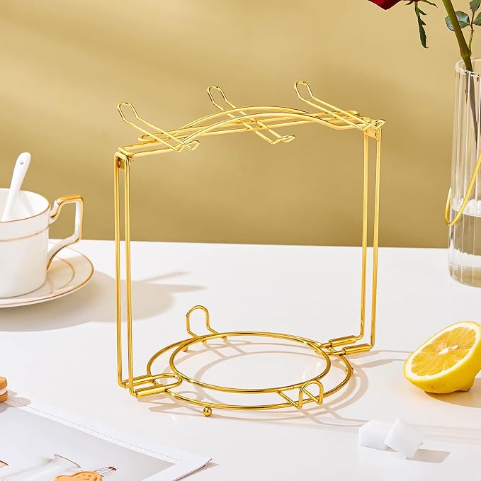 Teacups and Saucers Display Stand, Tea Cup Holder, Metal Foldable Storage Rack - Image 6