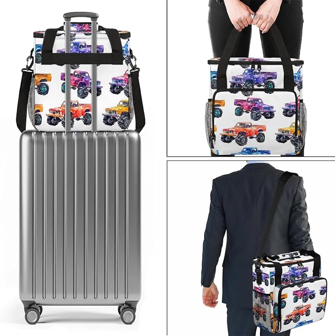 Cars Monster Trucks Coffee Maker Carring Bag, Large Insulated Storage Organizer - Image 7
