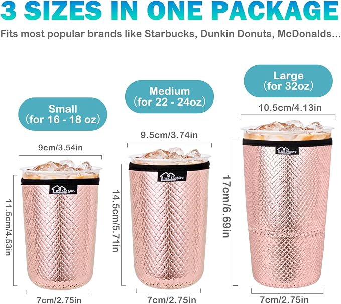 WKIEASON Reusable Iced Coffee Sleeves 16-32OZ PU Leather Neoprene Coffee Cup - Image 6