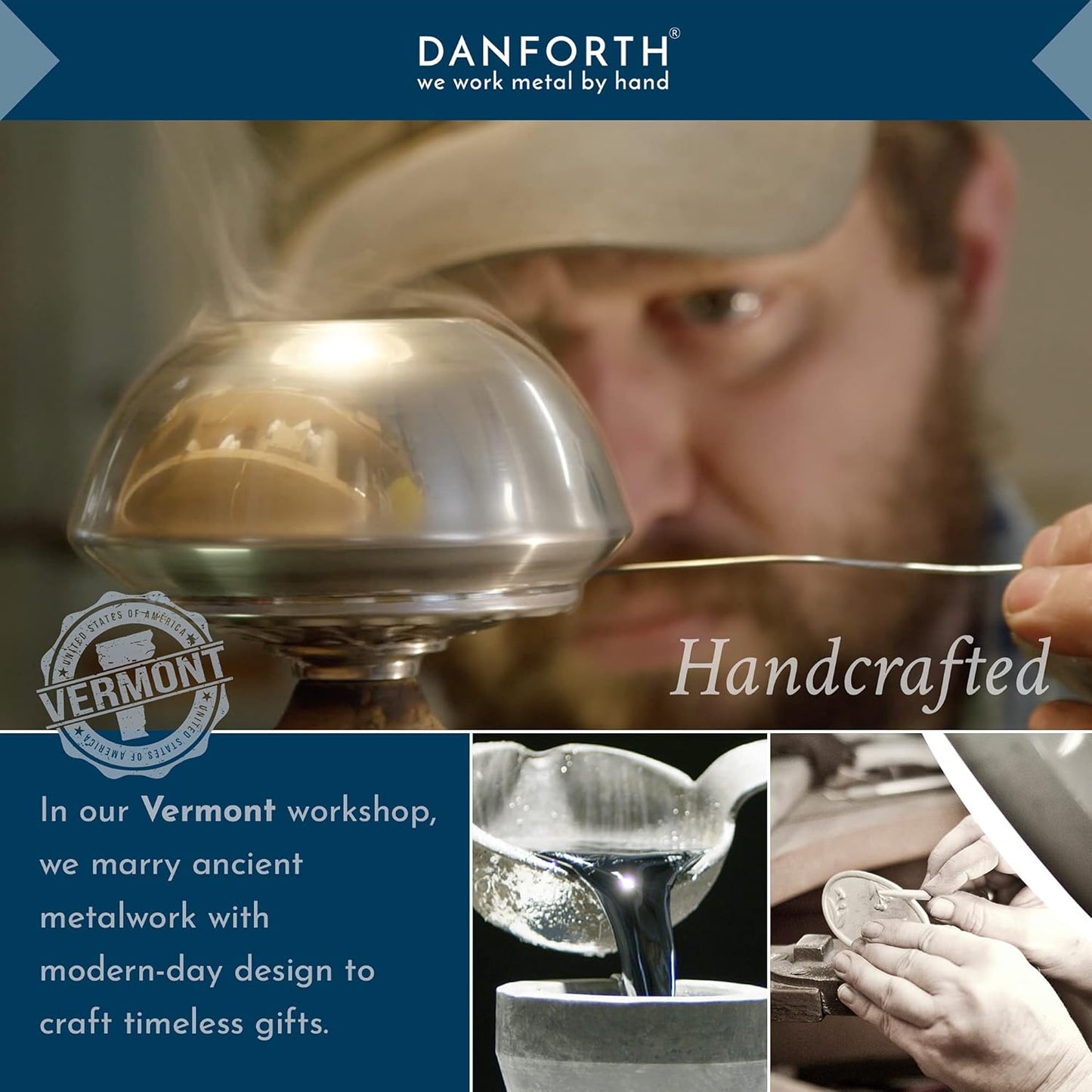 DANFORTH – Riversong/Mocha Coffee Scoop/Spoon – Handcrafted Pewter Coffee Scoop For Ground Coffee – 5 ½” – Made In USA