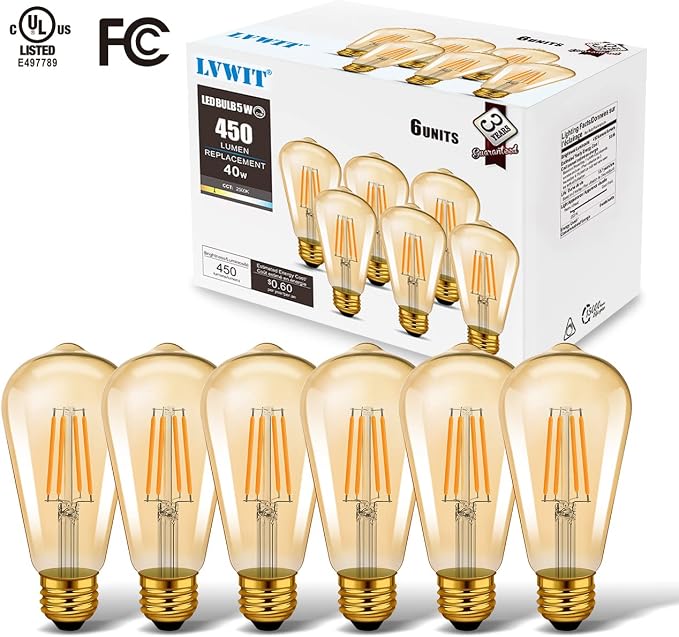 LVWIT Vintage Edison Light Bulb ST21 LED Filament Bulb 5.5W Dimmable 2500K Warm - Image 7