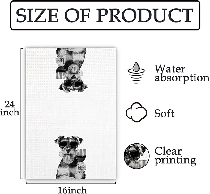 Schnauzer Gifts Wine Dog Kitchen Towels, Gifts - Image 7