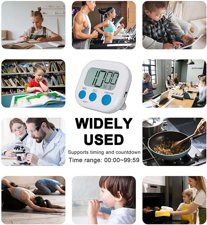 Digital Kitchen Timer for Cooking, 4 Pack Big Digits Loud Alarm Magnetic - Image 8