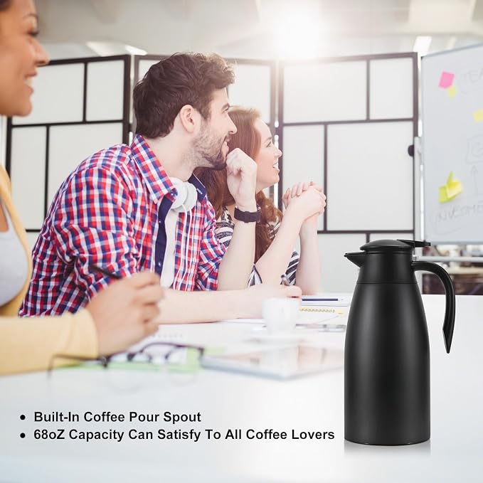 70 oz Thermal Coffee Carafe, Updated 2 PCS Insulated Stainless Steel Coffee - Image 8