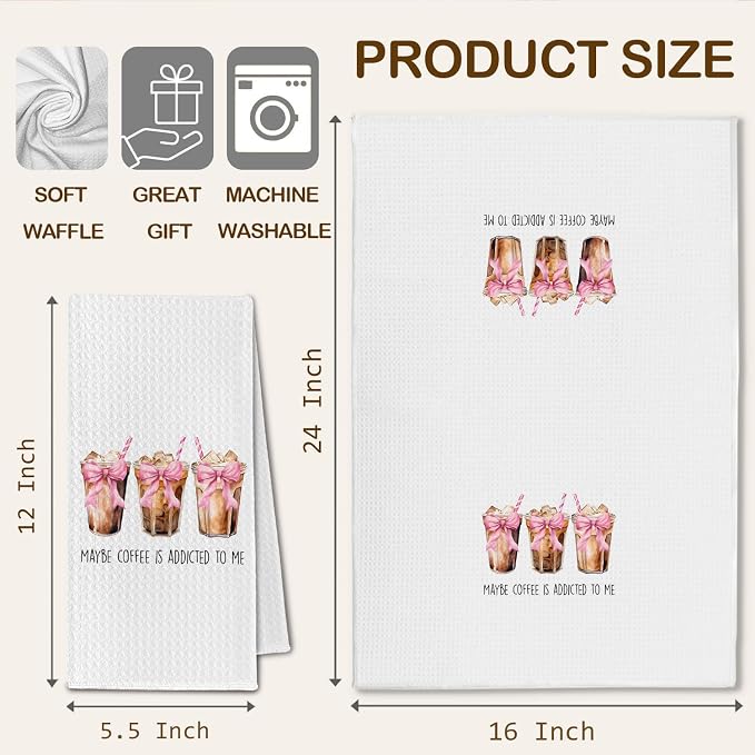 Coquette Coffee Kitchen Towels, Coffees Bar Lover Gifts Dish Tea Towel - Image 6