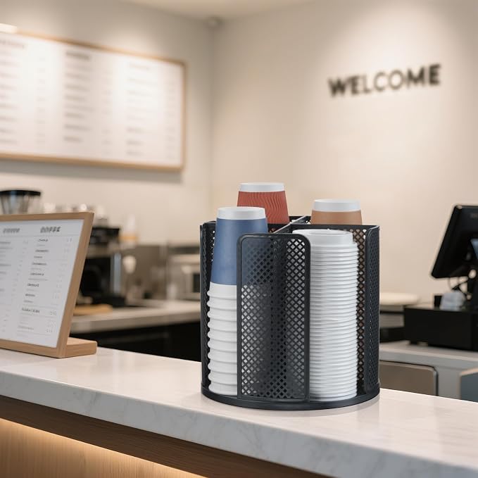 Cup and Lid Organizer, 360° Rotatable Coffee Cup Holder - Image 9