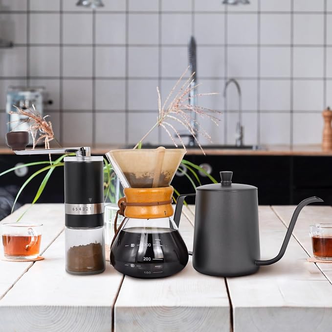 SOTECH Pour Over Coffee Maker Set Portable Pour Over Set-Manual Coffee Grinder - Image 8