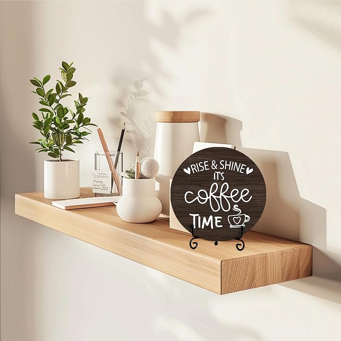 Coffee Desk Decor Sign, Farmhouse Wood Plaque, It Is Coffee Time Wood Sign - Image 6