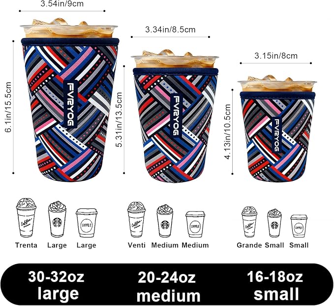 3 Pack Reusable Insulated Neoprene Iced Coffee Sleeves & Coffee Cup Holder - Image 7