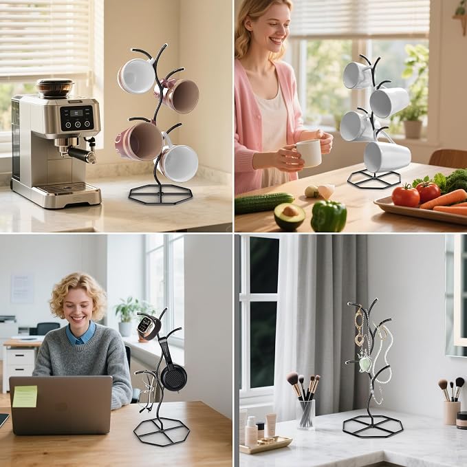 Beesini 2 Pack Coffee Mug Holders Tree, Metal Mug Holder, Decorative Mug Rack - Image 9