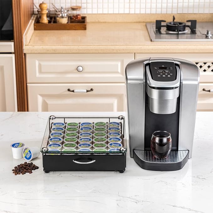 K Cup Holder Drawer with Glass Top, 30pods K Cup Organizer, Storage Coffee - Image 6