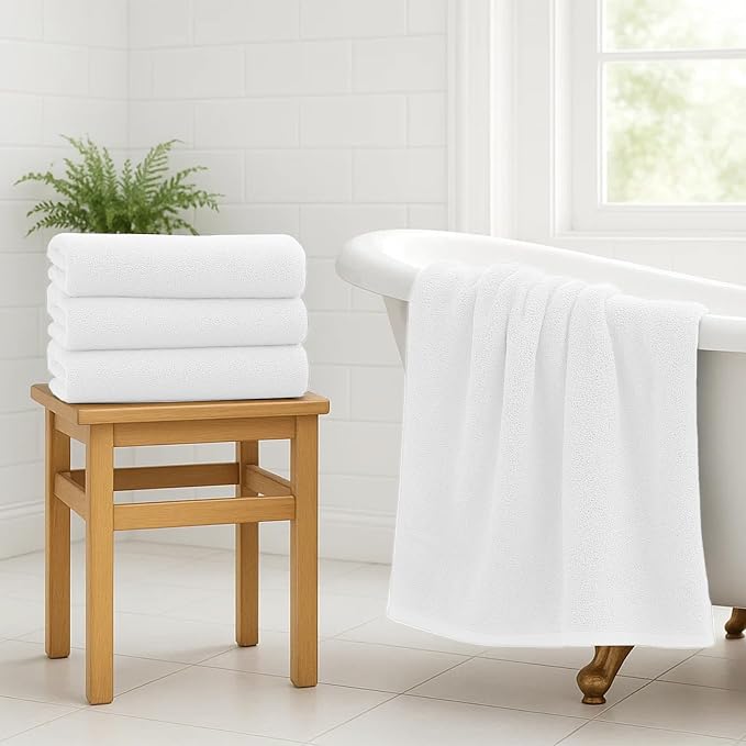 RIVERSIDE 100% Ring-Spun Cotton Bath Towels Set of 4 22 x 44 - Image 7