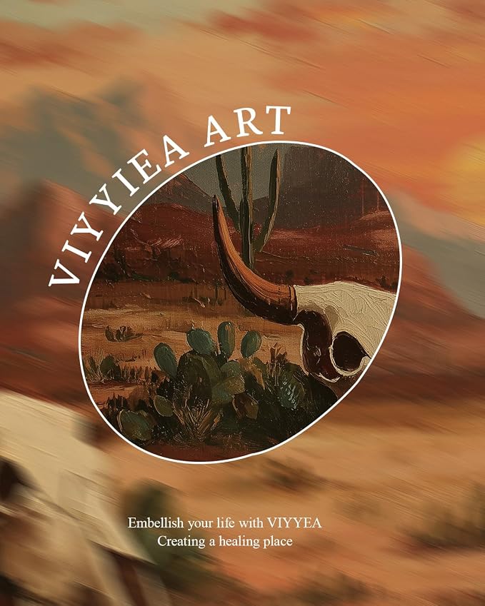 VIYYIEA Gold Small Framed Canvas Art, Vintage Western Desert Landscape Art - Image 7
