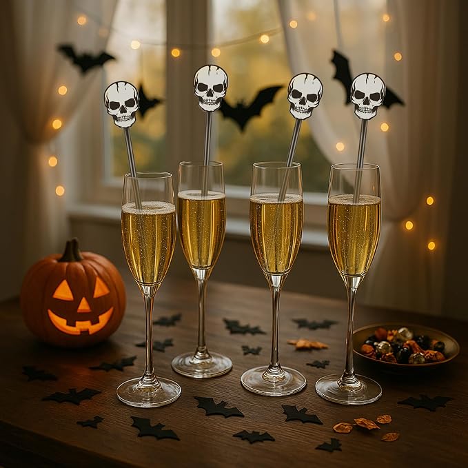 SiliFine 30 Pcs Halloween Swizzle Sticks Plastic Coffee and Cocktail Stirrers - Image 6