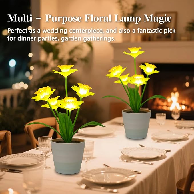 Artificial Yellow Daffodil Flower Lamp Night Light - Image 9