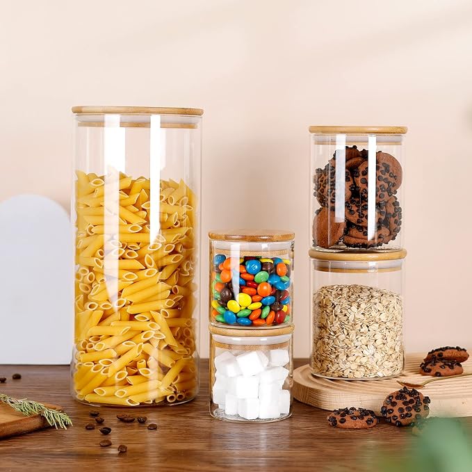 umieo Large Glass Flour and Sugar Containers 50oz Set of 2, Glass Jar - Image 6