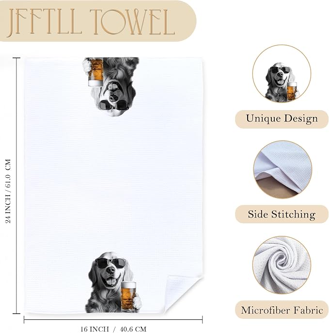 Funny Golden Retriever Beer Kitchen Towels, Bar Towel - Image 7