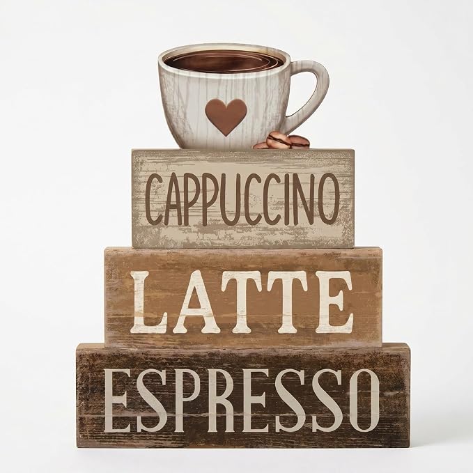Lineshading 4 Pcs Farmhouse Coffee Bar Signs Decor Cappuccino Latte Espresso by Lineshading