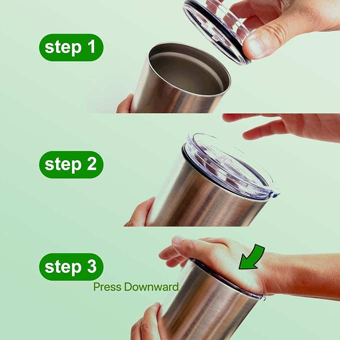 Replacement lids for 2 spill-proof stainless steel travel mugs,Open/Close - Image 5