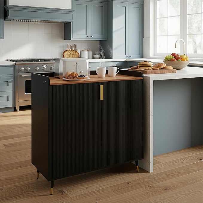 Modern Fluted Wine Bar Cabinet - Image 6