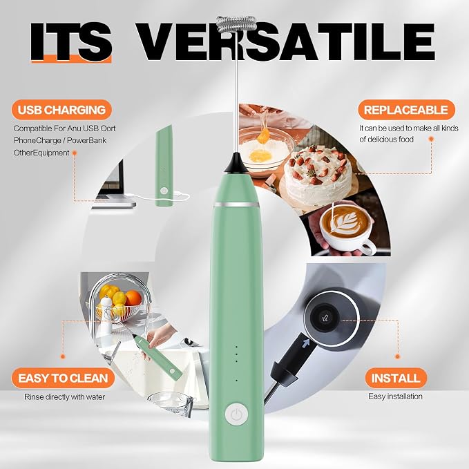 Laposso Milk Frother Rechargeable Handheld Electric Whisk Coffee Frother Mixer - Image 5