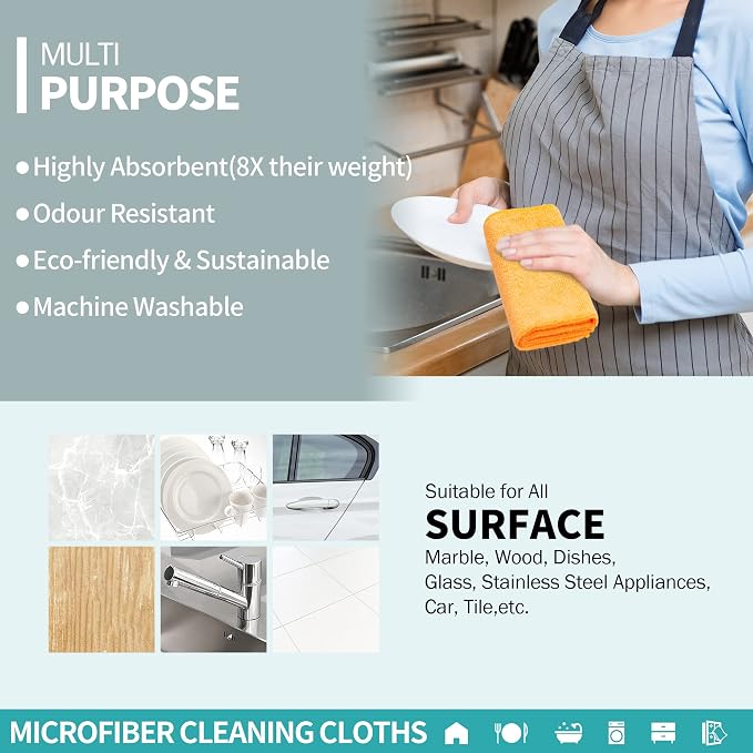 Microfiber Cleaning Cloth 12 Plus 20 Pack Cleaning Towels, Lint Free Rag - Image 9
