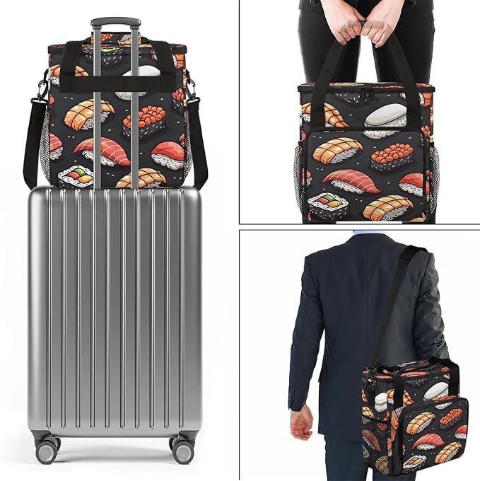 Sushi Coffee Maker Travel Bag, Food Insulated Grocery Bag Travel Picnic - Image 7