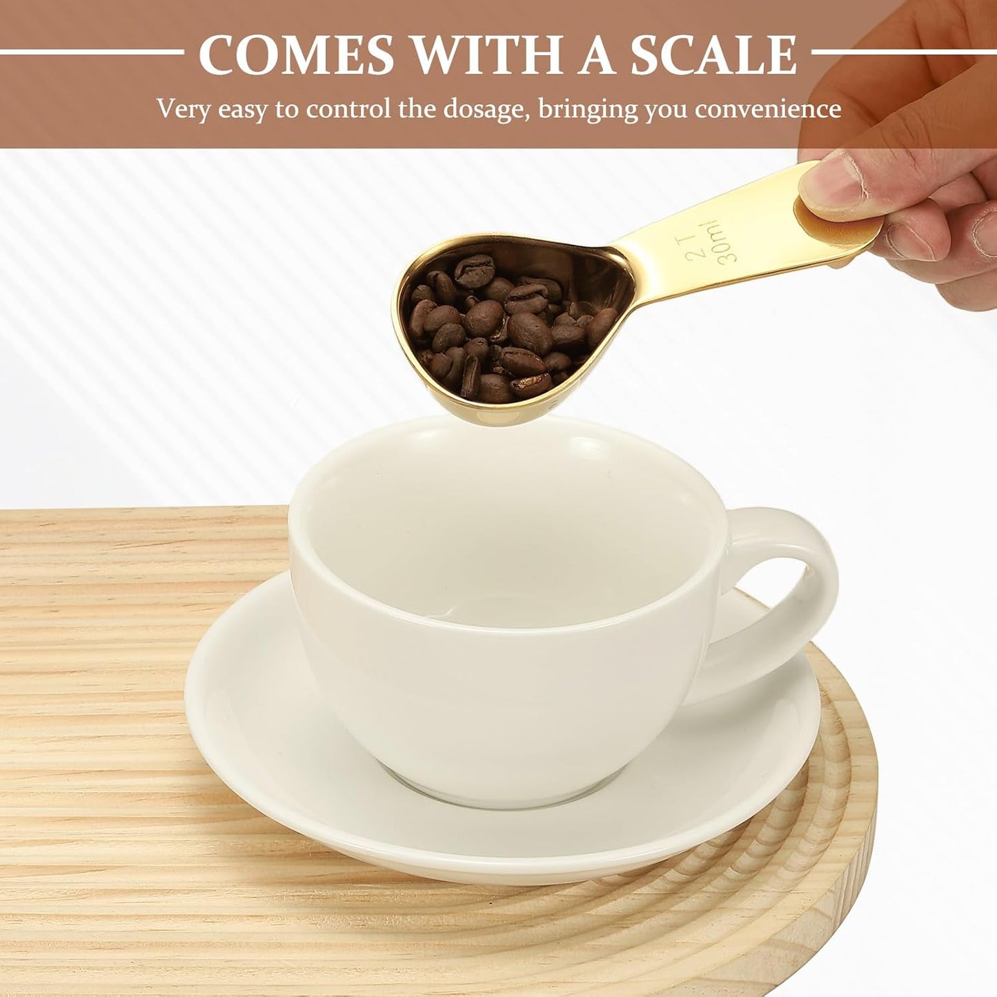 uxcell 2Pcs Stainless Steel Coffee Scoop, 15ml Short Handle Measuring Spoon for Ground Coffee Tea Sugar Kitchen Gifts, Illusion