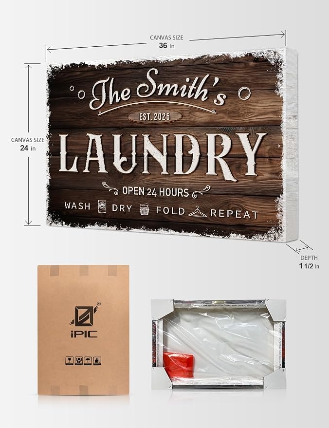 IPIC - Personalized Laundry Room Sign, Custom Canvas Wall Art - Image 7
