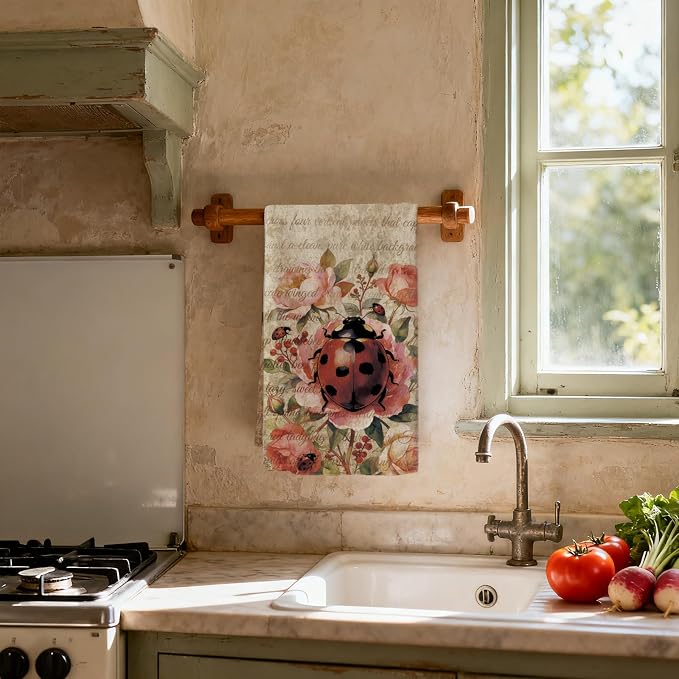 CUTHOLLOW Retro Butterfly and Flower Decorative Kitchen Towels Set of 4 - Image 7