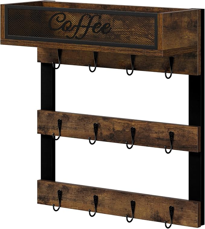 YINMIT Coffee Mug Holder with 12 Hooks, Coffee Cup Holder Wall Mounted with Top - Image 8