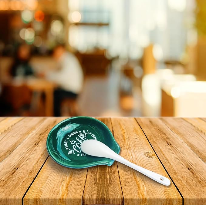 Funny Coffee Quote First I Drink The Coffee Then I Do The Things Ceramic Spoon - Image 6