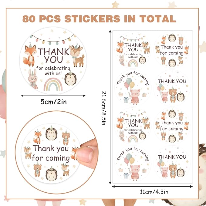 Serencatcher Party Animal Thank You Stickers - Image 5