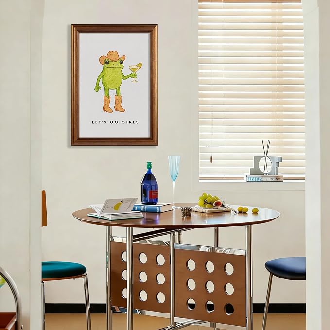 Gold Framed Funny Kitchen Wall Art 24x36 inch Cute Frog Cowboy Quotes Poster - Image 6