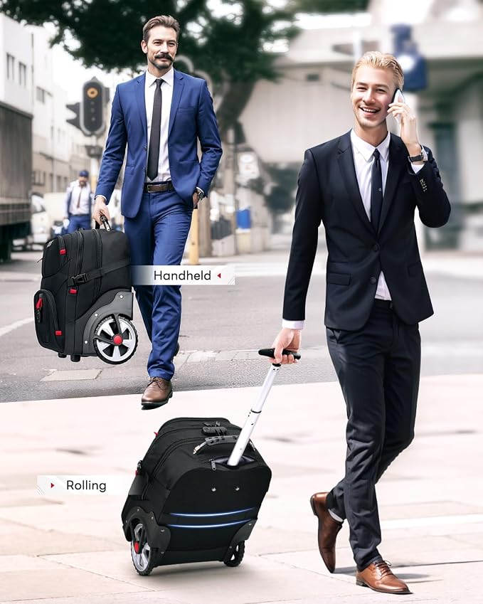 MATEIN Rolling Bag with Wheels, 17 Inch Extra Large Laptop Roller Backpack - Image 9