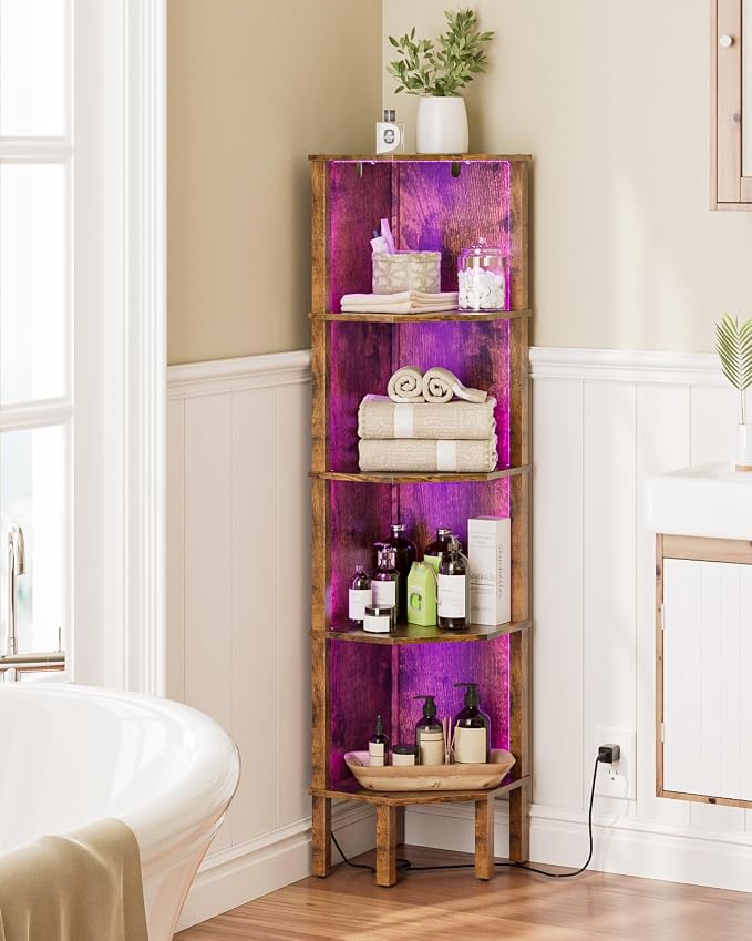 Corner Shelf Stand, 5 Tier Corner Bookshelf, Corner Furniture - Image 8