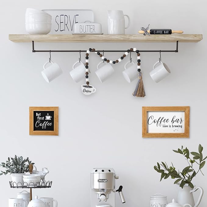 Yookeer 7 Pcs Coffee Tiered Tray Decor Set Mini Bar Art Display Framed Coffee - Image 7