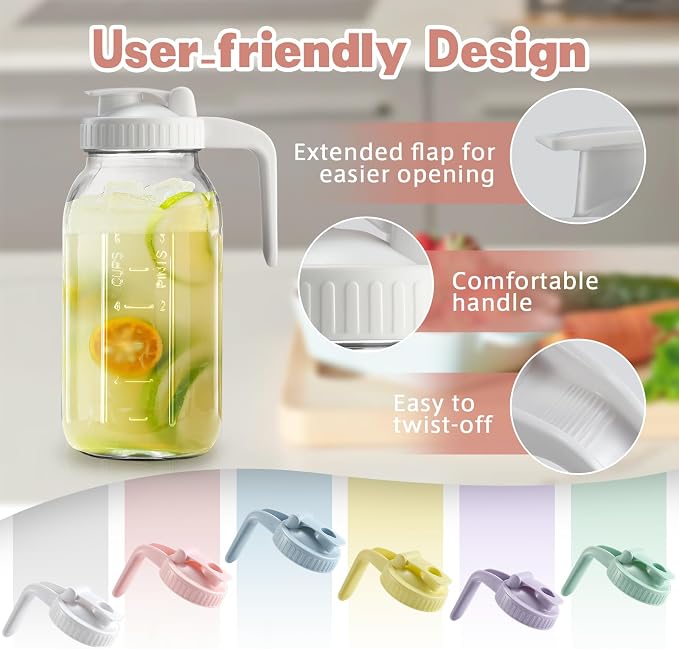 2 Pack Mason Jar with Pour Spout Lid V-shaped, 2 Quart Iced Tea Pitcher Double - Image 6