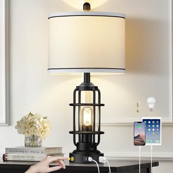 26" Modern Lamp for Living Room, Industrial 3-Way Dimmable Beside Table Lamp - Image 9