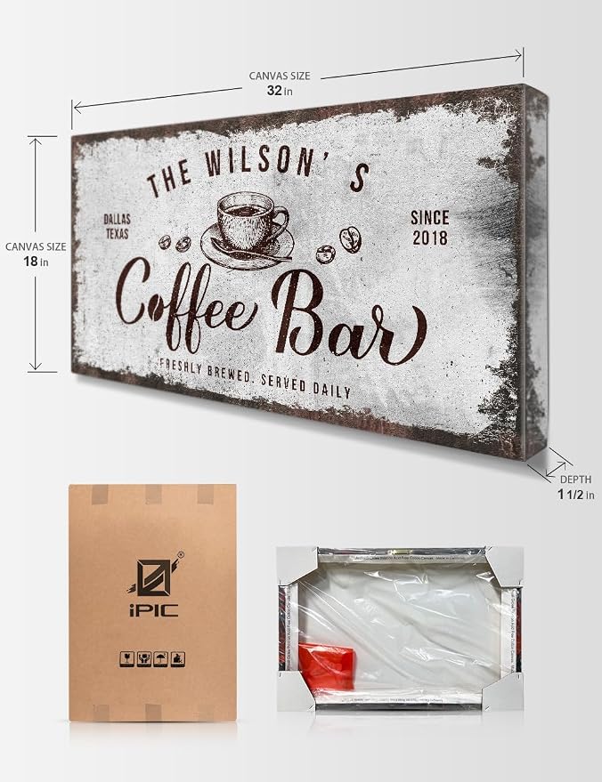 IPIC - Custom Canvas Coffee Bar Sign, Personalized Wall Art Decor - Image 7