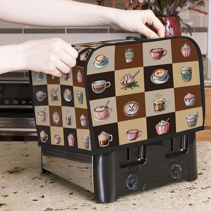 Coffee Cake Food Pattern Toaster Cover 2 Slice Wide Slot Washable Appliance - Image 7