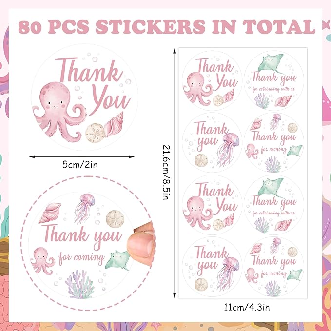 Serencatcher Ocean Animal Thank You Stickers - Image 5