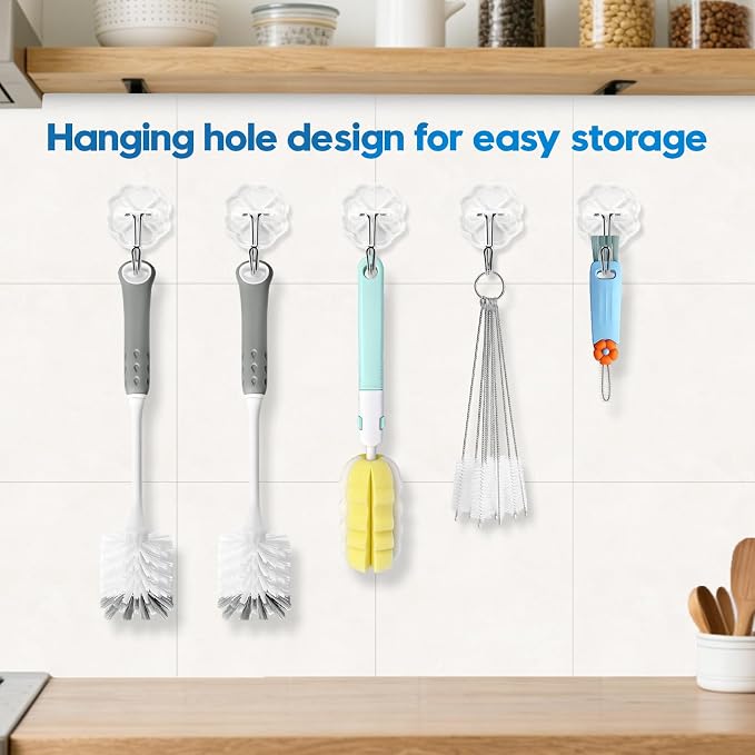 14Pcs Bottle Brush Cleaner Set, Long Handle Bottle Brushes, Sponge Brushes - Image 8